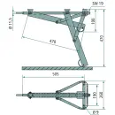 Soporte giratorio galvanizado Chasis del sistema ALKO A 505 mm B 470 mm C 260 mm D 190 mm