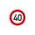 Señal de velocidad Película de PVC rojo / blanco 40 km / h