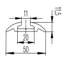 Riel de amarre para aerolínea aluminio L 2998 mm perforado, A 50 mm, Al 11,5 mm