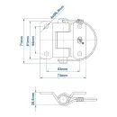 Bisagra lateral abatible con tapón de tubo a presión