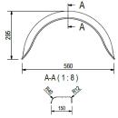 De Haan - guardabarros para vehículos de un eje HR 1556, H 1509/12, W 150 / S 560 mm